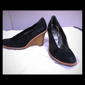 Stuart Weitzman black suede wedges